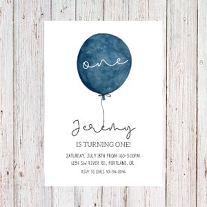 Customizable balloon birthday invitation, simple birthday invitation, girl birthday invite, boy birthday invite - digital copy