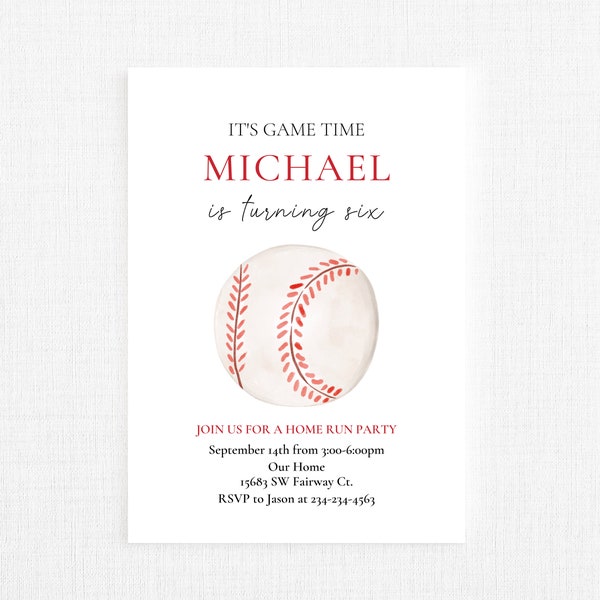 Customizable baseball invitation, sports invitation, home run birthday invitation, athlete birthday, baseball - digital copy