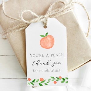 Peach party favor tag, you&#39;re a peach party favor, watercolor party favor, sweet little peach favors, peach baby shower, peach birthday