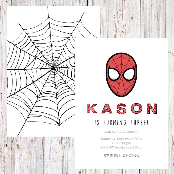 Customizable superhero invitation, spiderman invitation, avenger birthday invitation, super hero birthday, spiderman - digital copy