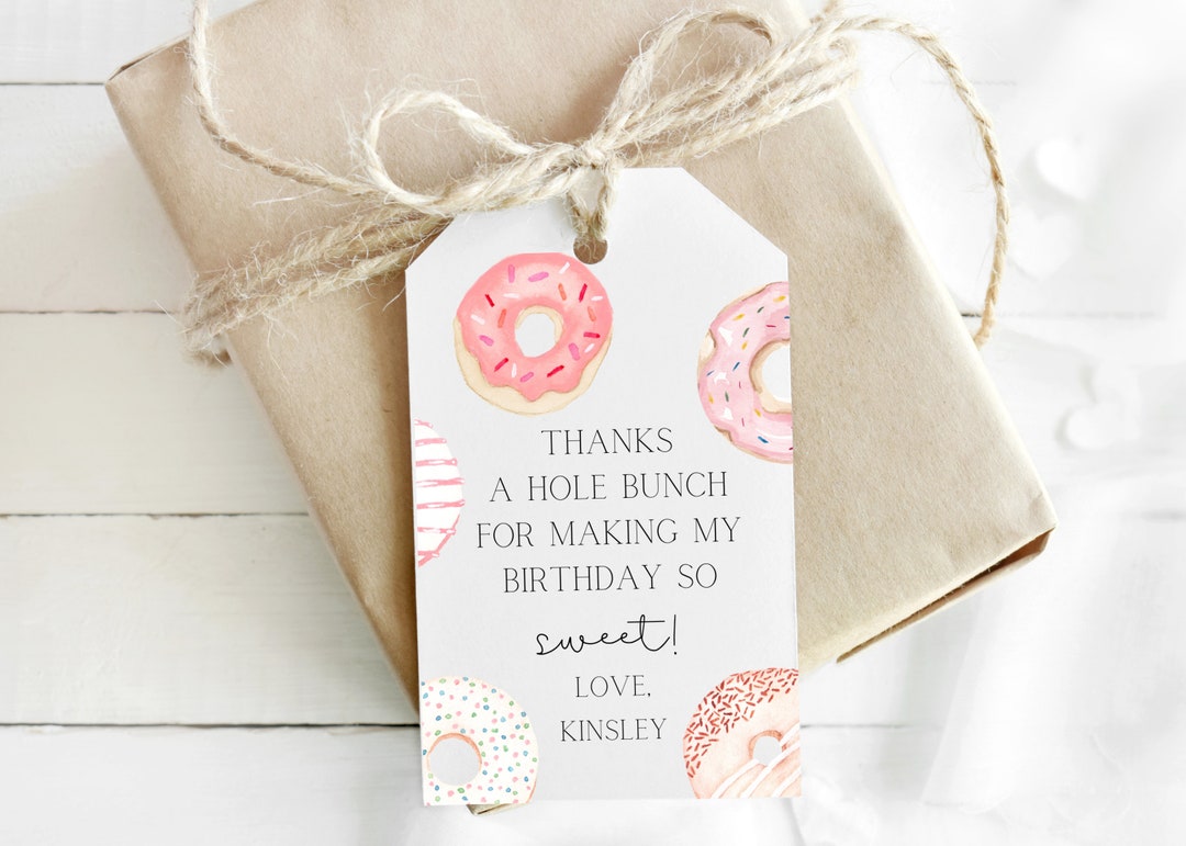 Customizable Donut Party Favor Tag Sweet Party Favors Etsy
