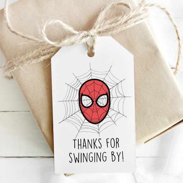 Etichette personalizzabili per bomboniere di Spiderman, etichette per bomboniere di supereroi, inviti di compleanno di Spiderman, etichette per bomboniere di Marvel - file digitale