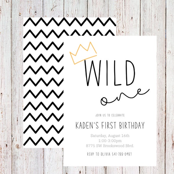 Customizable wild one birthday invitation, where the wild things are invitation, wild invitation, digital download - digital copy