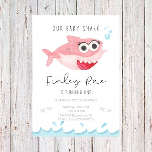 Customizable baby shark birthday invitation, girl shark invitation, ocean birthday invitation, baby shark doo doo - digital invitation