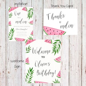 Personalizável em um pacote de convite de aniversário de melão, convite de aniversário de melão, convite de aniversário de frutas, convite doce - cópia digital
