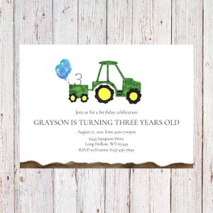 Customizable tractor birthday invitation, tractor party, farm birthday, dirt birthday invitation, john deere invitation - digital copy
