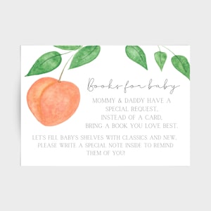 Books for baby peach theme baby shower,  books for baby, bring a book insert, peach baby shower, peach baby shower invitation - digital copy