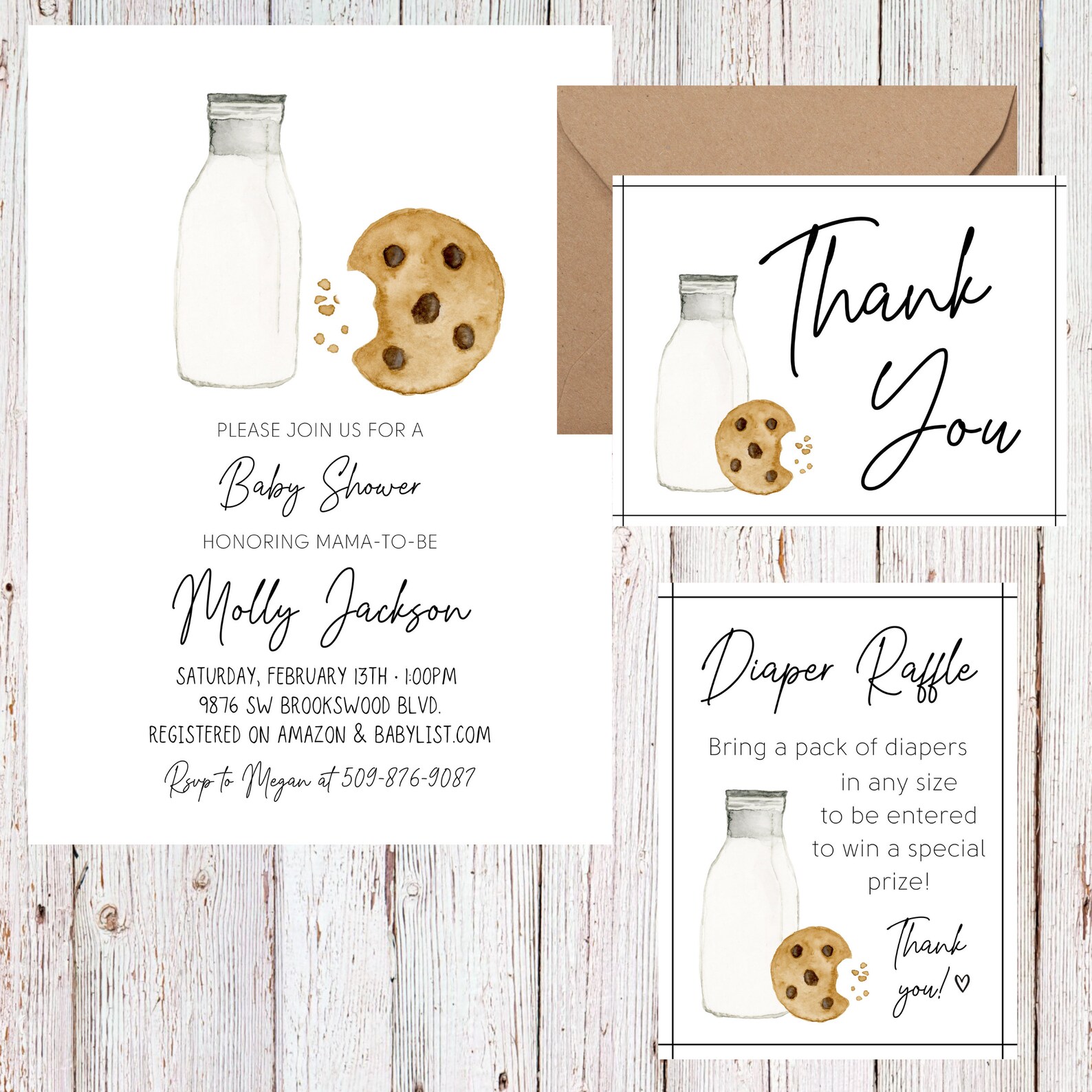 Customizable Cookie Baby Shower Invitation Milk and Cookies Etsy