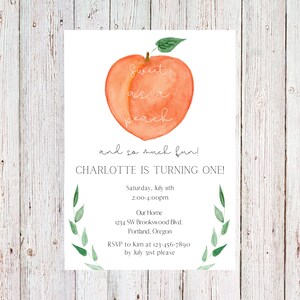 Customizable peach/fruit birthday invitation - digital copy