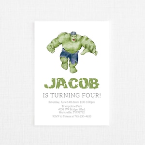 Customizable superhero invitation, hulk invitation, avenger birthday invitation, super hero birthday, hulk - digital copy