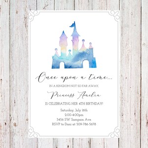 Customizable princess birthday invitation, once upon a time invitation, magical invitation, castle invitation, princess party - digital copy