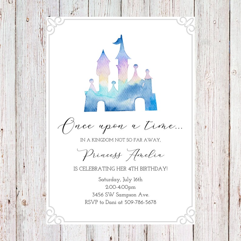 Customizable princess birthday invitation once upon a time invitation magical invitation castle invitation princess party