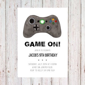 Customizable video game birthday invitation, game on birthday party, boy birthday party invitation, game night invitation - digital copy