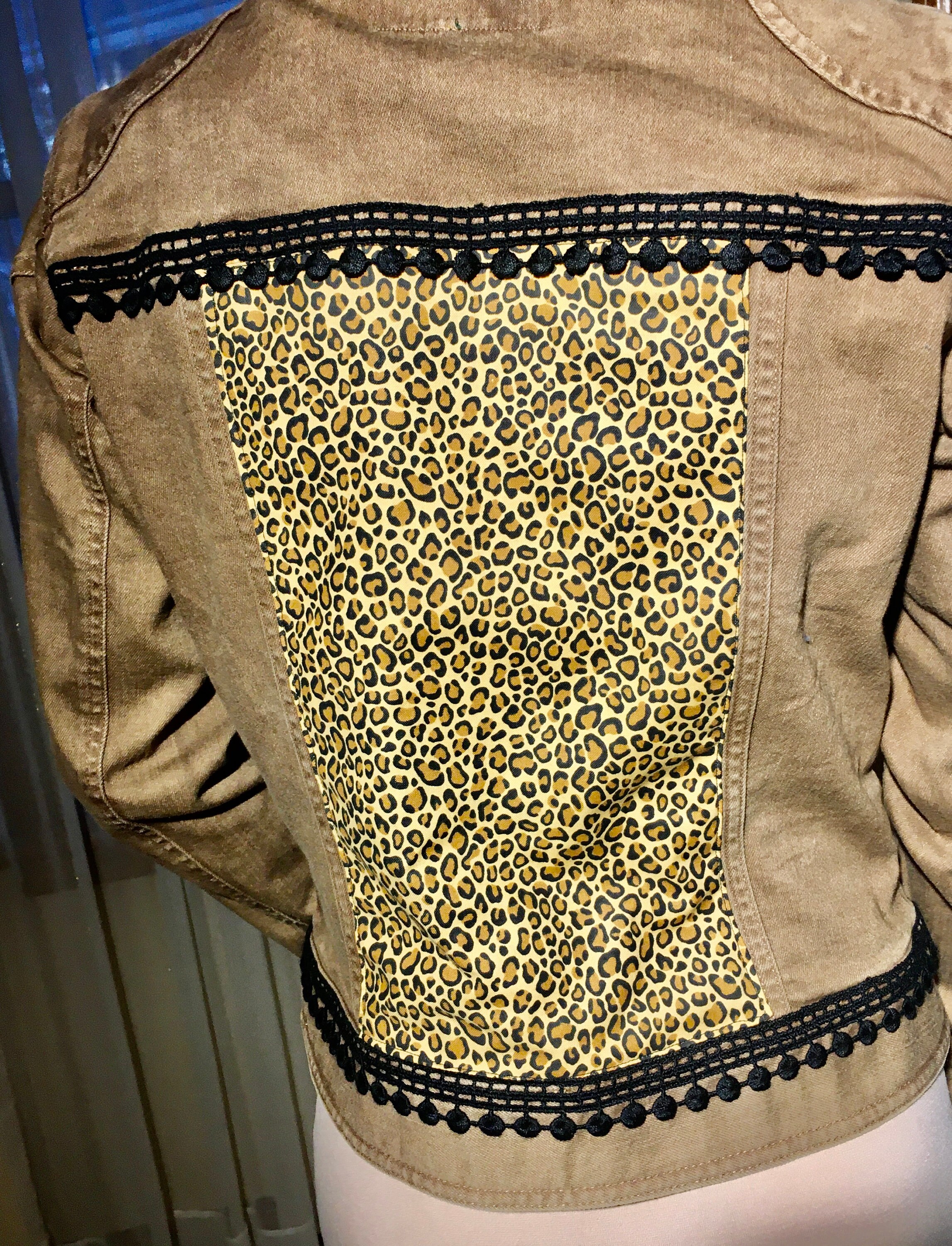 Ralph Lauren Khaki Leather Leopard Print Utility Jean Jacket - Etsy