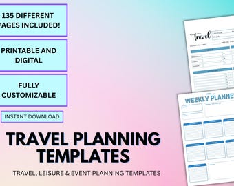 Travel Planner Bundle: Itinerary, Budget, Packing Lists (Digital Download)
