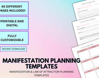 Manifestation Planner Bundle: Law of Attraction, Vision Board