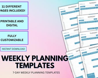7-Day Planner Bundle: Daily Schedule, Meals, Expenses