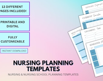 Nursing School Planner: Digital Organizer, Study Templates (Digital Download)