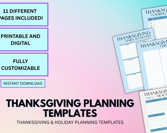 Thanksgiving Planner Bundle: Meal Prep, Cooking