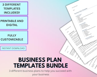 Business Plan Template - 3 Versions, Edit to Fit Your Business