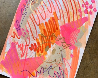 Abstract Neon Art Etsy