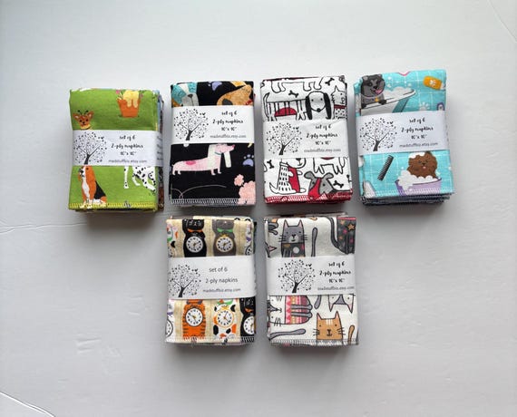 Dog and cat lover flannel napkins! Set of 6 two-ply.