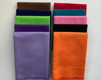 10 servilletas de franela reutilizables en colores sólidos