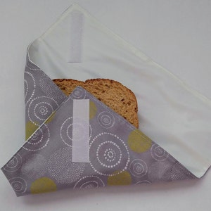 Colorful sandwich wrap in a variety of prints and solids.