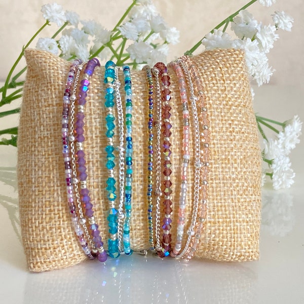 Bracelets Femmes multi-rangs en Perles Cristal - Bijoux Femme