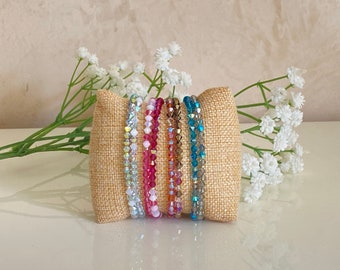 Bracelets Perles Cristal Toupies Swarovski, Bijoux Femmes