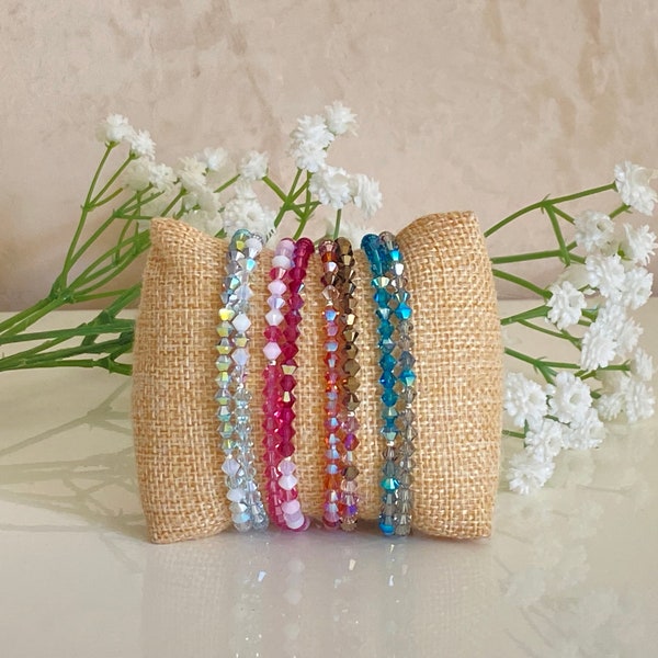 Bracelets Perles Cristal Toupies Swarovski, Bijoux Femmes