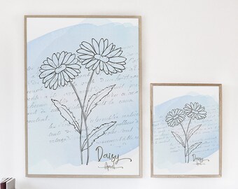 April Birth Flower / Birth Month Flower / Daisy / Daisies / Downloadable Print  / Birth Flower / Floral Printable Art