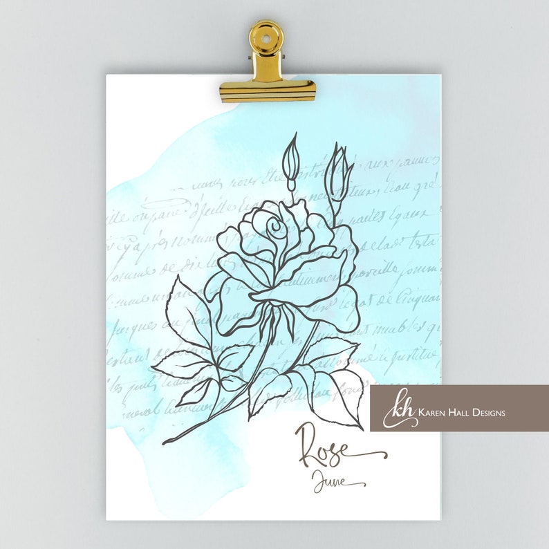 June Birth Flower / Birth Month Flower / Rose / Roses / Downloadable Print / Birth Flower / Floral Printable Art image 1