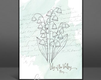May Birth Flower / Birth Month Flower / Lily of the Valley / Downloadable Print  / Birth Flower / Floral Printable Art