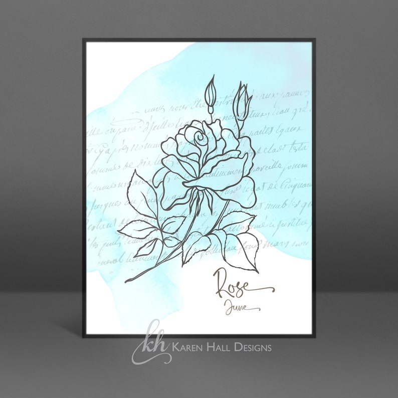 June Birth Flower / Birth Month Flower / Rose / Roses / Downloadable Print / Birth Flower / Floral Printable Art image 2