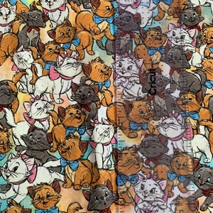 9x14 Tumbler 100% Cotton Woven Fabric Cut Small Crafts - Aristocats Cats Inspired Woven