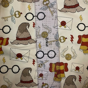 9x14 Tumbler Cotton  Woven Fabric Cut Small Crafts - Wizard Witch Icons Hat  Inspired Woven