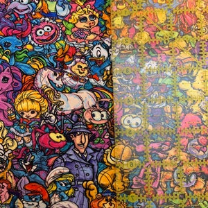 Tela de punto de algodón y elastano de 9 x 14 pulgadas (elástica), cortada a máquina, para manualidades pequeñas, inspirada en dibujos animados de los años 80, escala pequeña