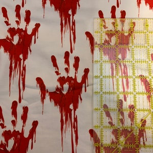 9x14 Tumbler Cotton Spandex Knit (stretches) Fabric Cut Small Crafts - Halloween Bloody Hands Inspired