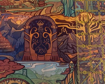9x14 Tumbler 100% Cotton  Fabric Cut -  Journey scenes  Inspired Woven