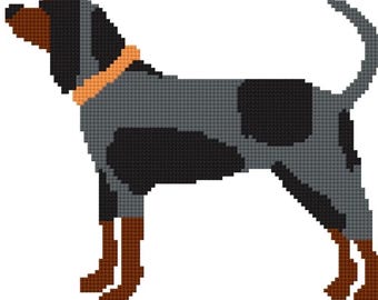 Hound Dog Needlepoint Pattern, Tennessee Vols Inspired Dog with Orange Collar, Beginner Needlepoint Chart, Digital Download