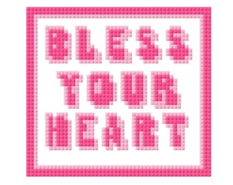 Välsigna ditt hjärta Southern Needlepoint-mönster - digital nedladdning