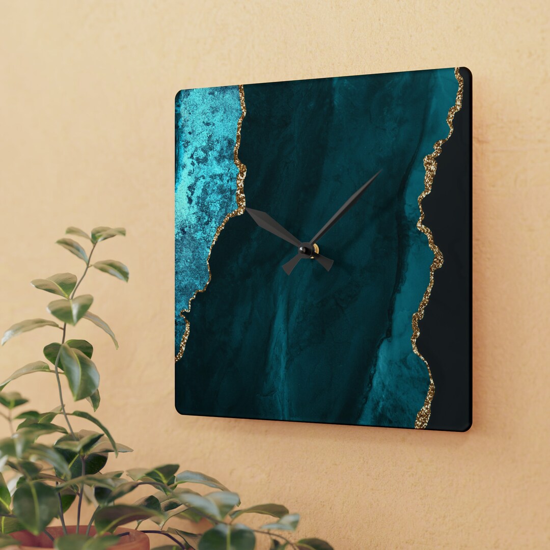 Acrylic Wall Clock. Modern Wall Clock , Teal Wall Clock , Unique Wall