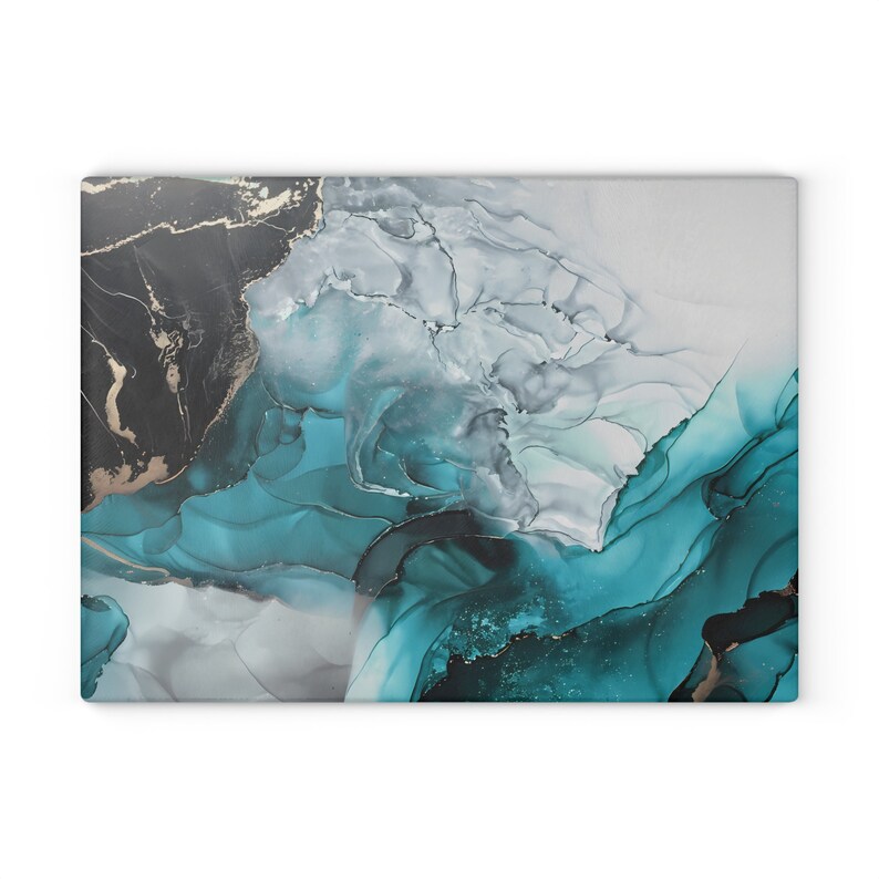 Glass Cutting Boards, Unique Glass Cutting Boards, Blue Marble Glass