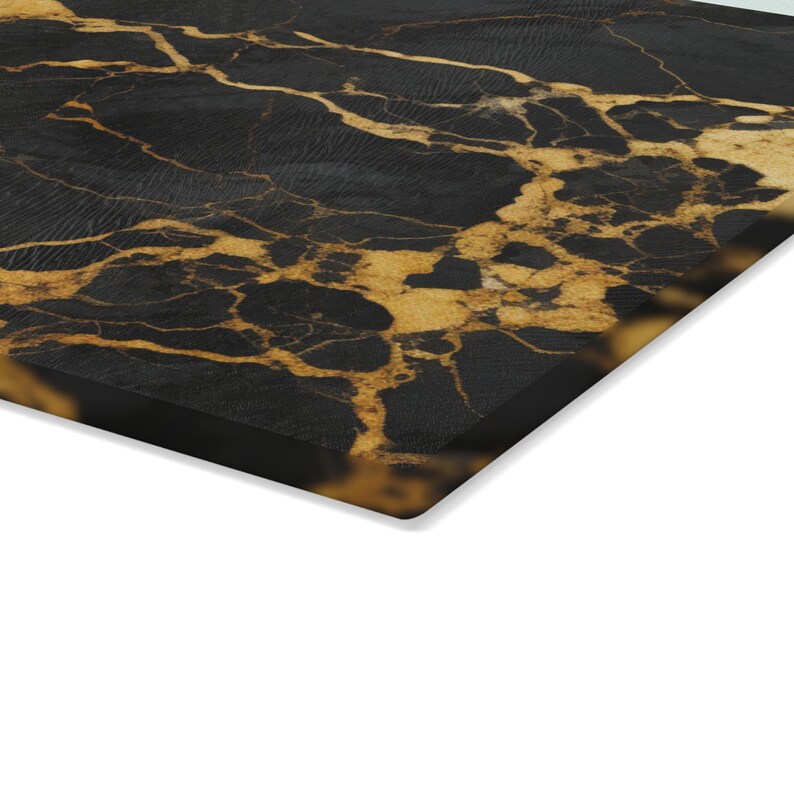 Cutting Board, Black and Gold Glass Cutting Board, Unique Cutting