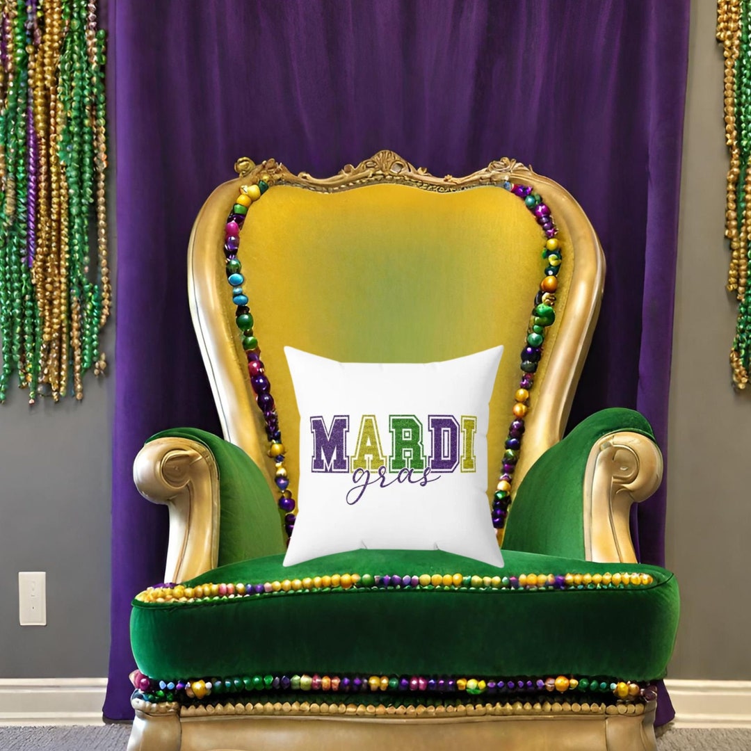 Mardi Gras Pillow, Mardi Gras Throw Pillow, Mardi Gras Accent Pillow