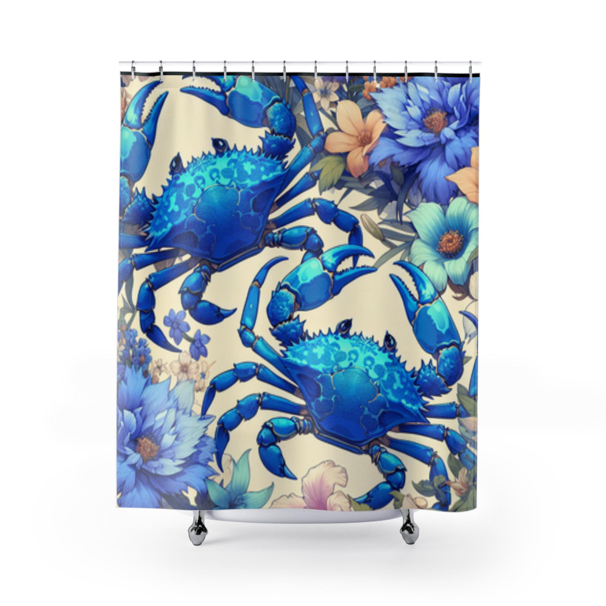 Blue Crab Bathroom, Blue Crab Shower Curtains, Louisiana Bathroom Blue