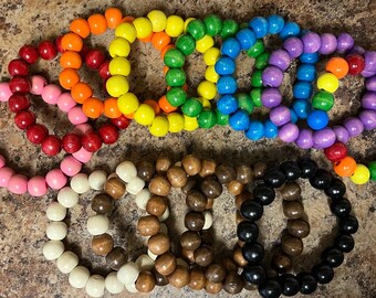 Colorful Wood Bead Bracelets