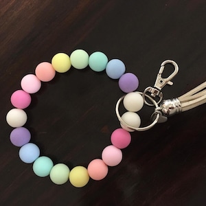 Handmade Beaded Keychain Bracelet with Tassel