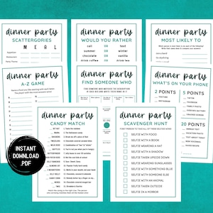 Dinner Party Game Bundle, Printable Dinner Party Games, Dinner Games, Dinner Table Games, Gathering, Icebreaker Games, Adult Party Games